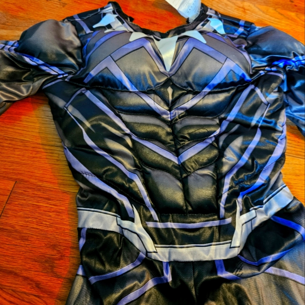 Kids muscle black panther costume with mask